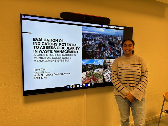 Rahel Zeru at her master thesis presentation day.